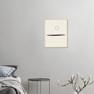 Ink Horizon — Sumi Brushstroke Japandi Framed Print, Minimalist Neutral | Calm & Oak image 3