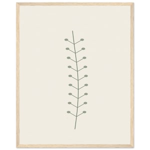 Single Stem — Botanical Line Japandi Framed Print, Minimalist Neutral | Calm & Oak image 1