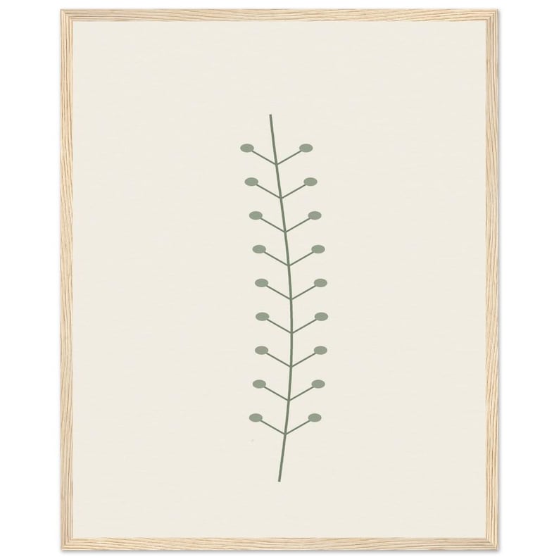 Single Stem — Botanical Line Japandi Framed Print, Minimalist Neutral | Calm & Oak image 1