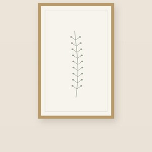 Single Stem — Botanical Line Japandi Wall Art Print, Minimalist Neutral | Calm & Oak image 2