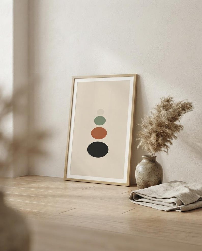Balance — Stacked Stones Japandi Framed Print, Minimalist Neutral | Calm & Oak image 6