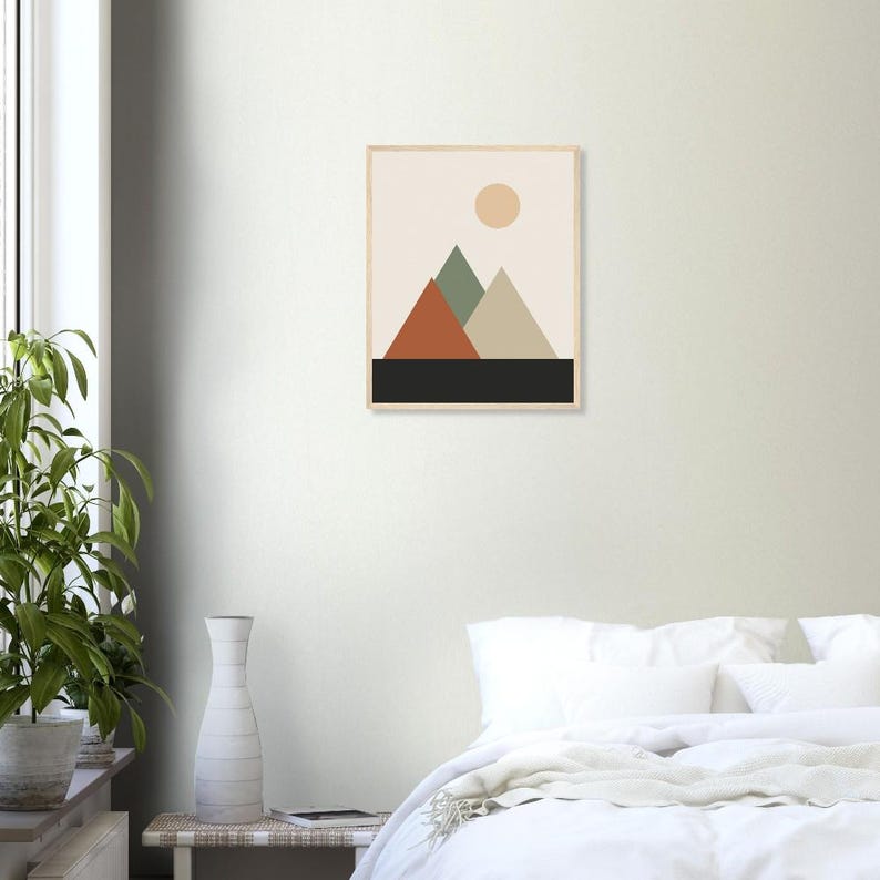 Mountain — Layered Peaks Japandi Framed Print, Minimalist Neutral | Calm & Oak image 7