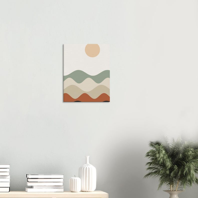 Layered Hills — Abstract Landscape Japandi Canvas Print, Minimalist Neutral | Calm & Oak image 2