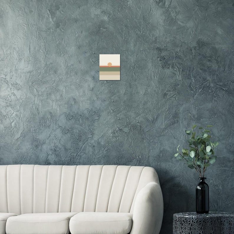 Impresión de paisaje de campo de color, arte mural minimalista Japandi, decoración en tonos tierra neutros, horizonte tonal / Calma y roble imagen 11