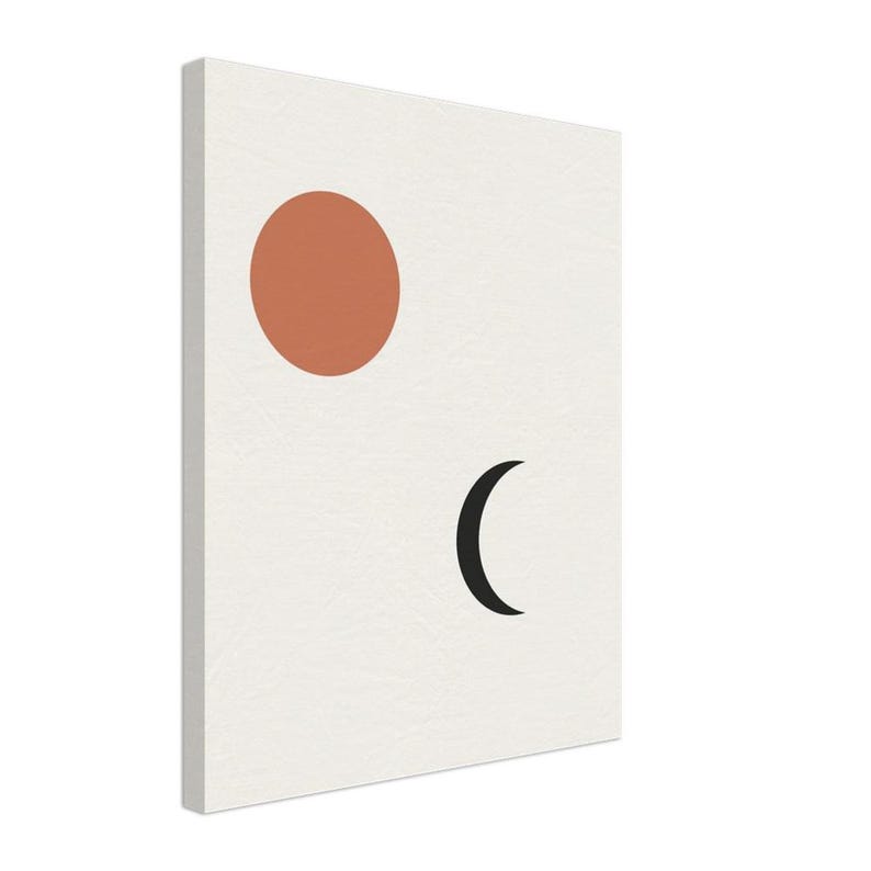 Sun and Moon — Celestial Pair Japandi Canvas Print, Minimalist Neutral | Calm & Oak imagen 1