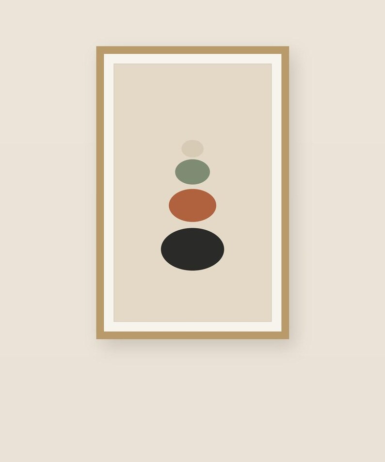 Balance — Stacked Stones Japandi Framed Print, Minimalist Neutral | Calm & Oak image 2
