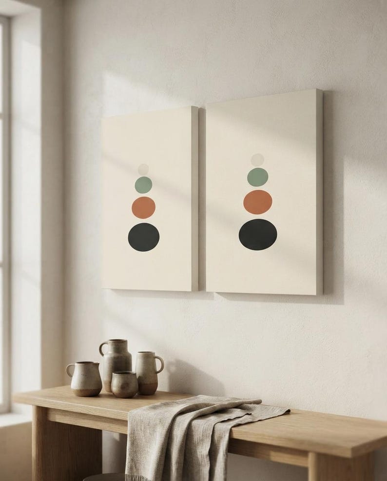 Balance — Stacked Stones Japandi Canvas Print, Minimalist Neutral | Calm & Oak image 5