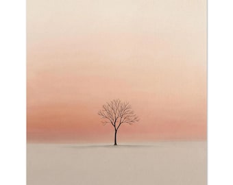 Lone Tree Print, Terracotta Sunset Landscape, Japandi Wall Art, Golden Hour Decor | Dusk by Calm & Oak