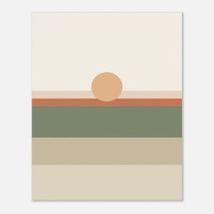 Impresión de paisaje de campo de color, arte mural minimalista Japandi, decoración en tonos tierra neutros, horizonte tonal / Calma y roble imagen 4