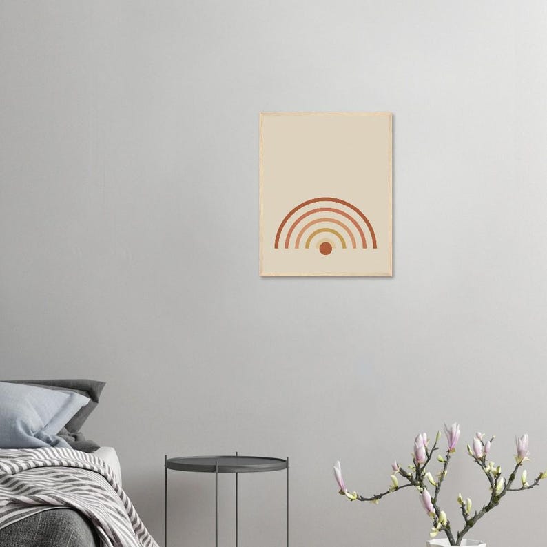 Rising Sun — Boho Arch Japandi Framed Print, Minimalist Neutral | Calm & Oak image 3