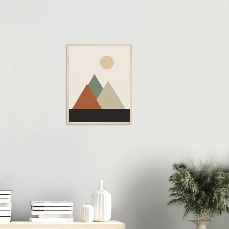 Mountain — Layered Peaks Japandi Framed Print, Minimalist Neutral | Calm & Oak image 4