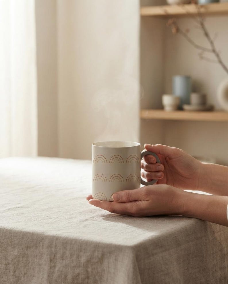 Sun Arch Boho Ceramic Mug 11oz | Sun Arcs by Calm & Oak image 2