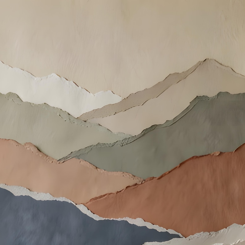 Minimalist colour field landscape print featuring soft layered tones and an abstract horizon for calm modern wall decor.