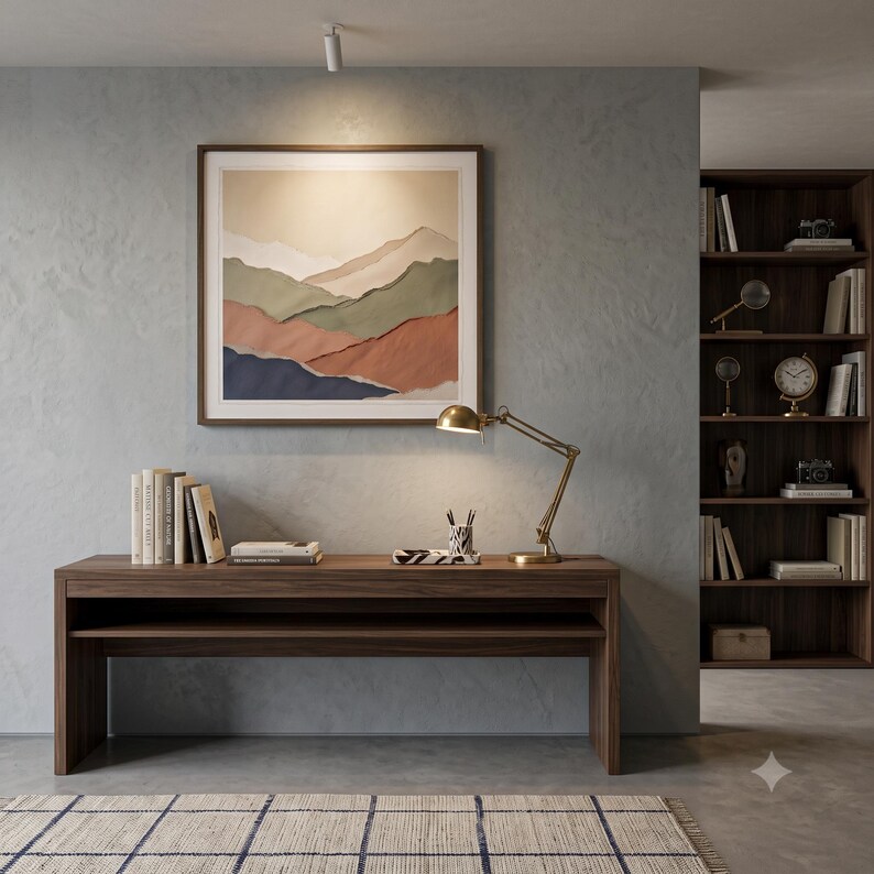 Minimalist colour field landscape print featuring soft layered tones and an abstract horizon for calm modern wall decor.