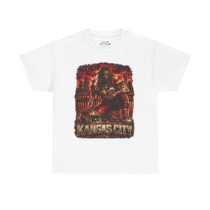 Kansas City Viking Warrior T-Shirt | Skull Guitar Rock Graphic Tee image 2