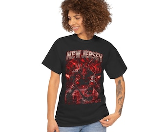 Neues Jersey Teufel Hockey-T-Shirt | Rot Vintage Maskottchen Jersey Graphik