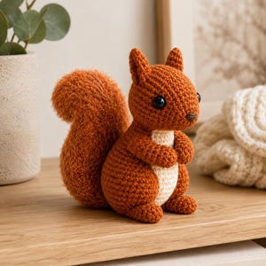 Squirrel Crochet Pattern, Amigurumi Woodland Animal PDF, Brushed Tail Toy Tutorial, Autumn Nursery Decor, Written Instructions
