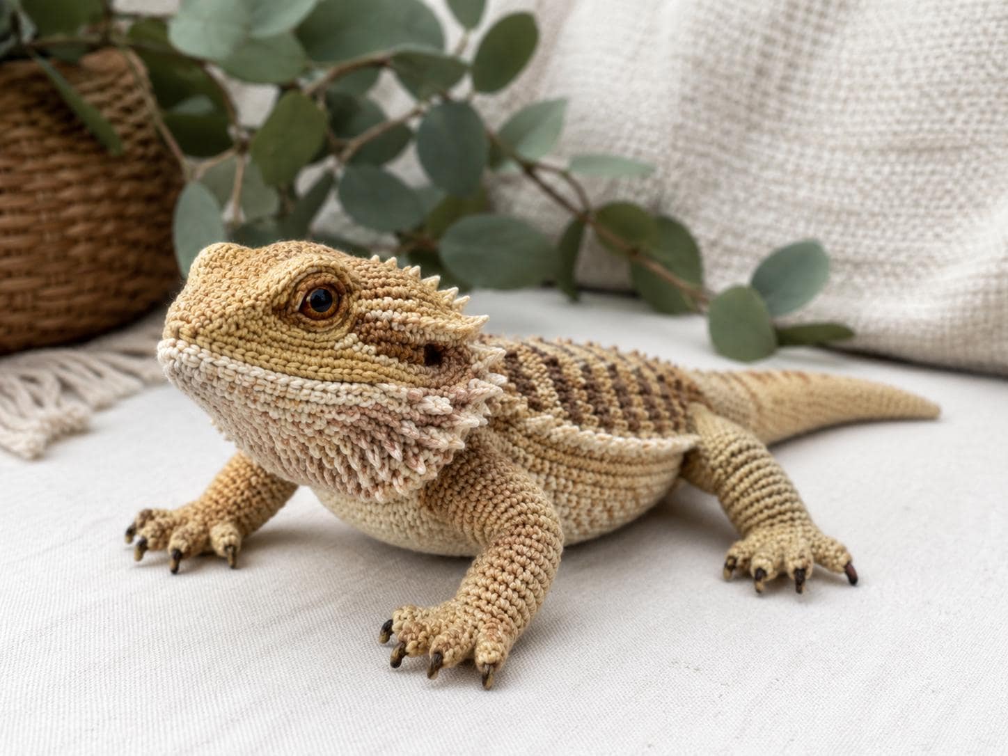 30 Bearded Dragon Crochet Patterns for Reptile Lovers, Gifts, and Plush Decor 27 Striped Iguana Amigurumi Pattern