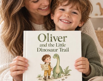 Personalised Dinosaur Book for Kids, Custom Name 2nd 3rd Birthday Gift