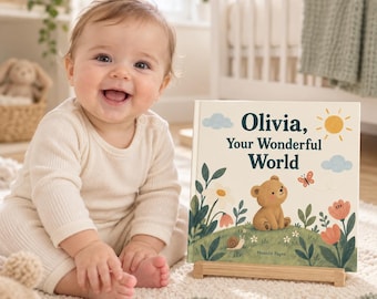 Personalised Baby Book with Name, Your Wonderful World Story, New Baby Gift, Newborn Keepsake, Baby Shower or First Birthday Gift
