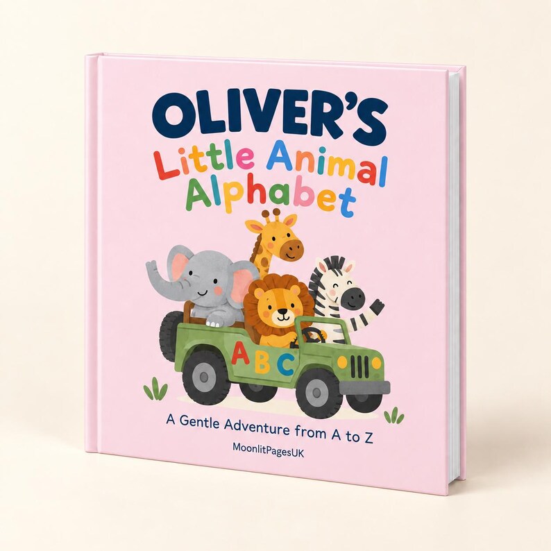 Personalised Alphabet Book for Baby, Custom Name ABC Book, First Birthday Gift, Baby Shower Keepsake Rosa