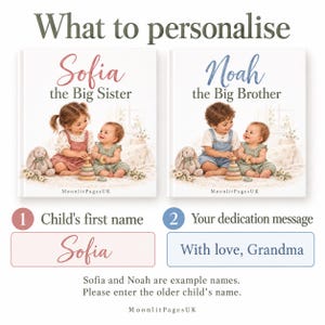 Personalised Big Sister Book or Big Brother Book, Promoted to Big Sister Gift, New Baby Sibling Gift, Custom Name Keepsake bild 6