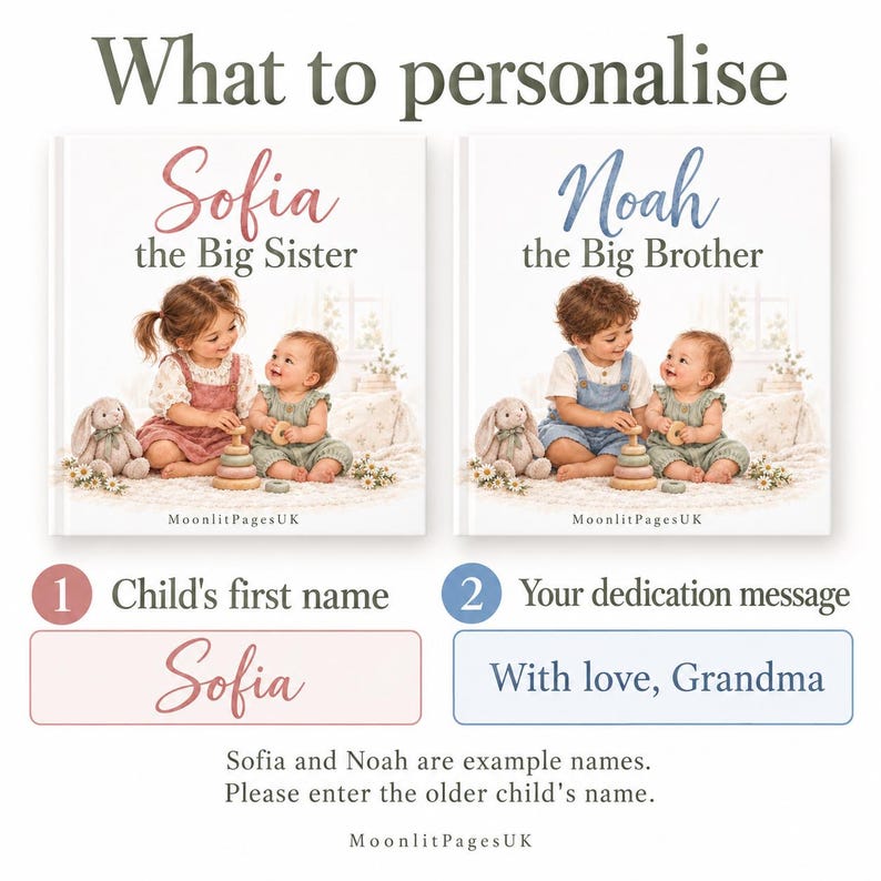 Personalised Big Sister Book or Big Brother Book, Promoted to Big Sister Gift, New Baby Sibling Gift, Custom Name Keepsake bild 6