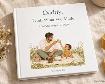 Personalised Dad Birthday Gift from Baby, Daddy Birthday Book from Kids, First Birthday as a Dad, Custom Name Keepsake