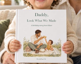 Personalised Dad Birthday Gift from Baby, Daddy Birthday Book from Kids, First Birthday as a Dad, Custom Name Keepsake
