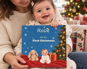 Personalised Baby's First Christmas Book, Custom Name Newborn Keepsake, 1st Christmas Gift