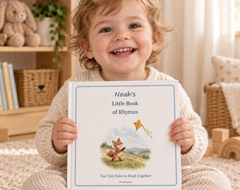 Libro de rimas infantiles personalizado, rimas de animales con nombre personalizado, regalo de primer cumpleaños, recuerdo para baby shower.