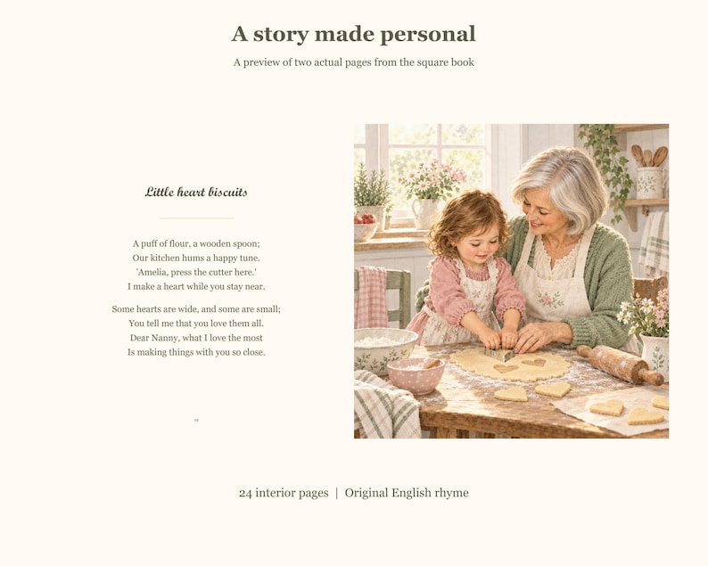 Custom grandma and grandchild story pages with a heartfelt message – personalised Nana gift and grandmother birthday keepsake