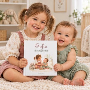 Personalised Big Sister Book or Big Brother Book, Promoted to Big Sister Gift, New Baby Sibling Gift, Custom Name Keepsake bild 1