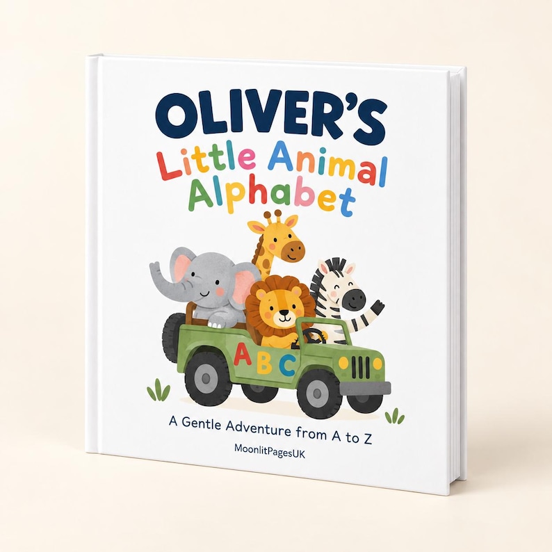 Personalised Alphabet Book for Baby, Custom Name ABC Book, First Birthday Gift, Baby Shower Keepsake Vit