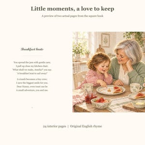 Inside the personalised grandma book – grandmother and granddaughter baking together, a keepsake gift for Nanny or Nana
