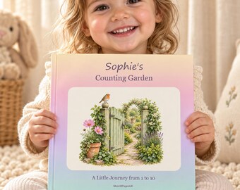 Libro de conteo personalizado para niños pequeños, cuento de jardín con nombre personalizado (1-10)
