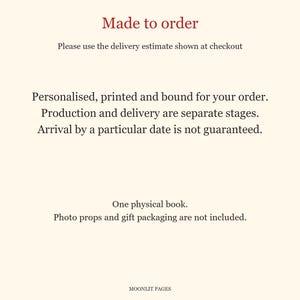 Made to order: each personalised Santa book is printed and bound for your order; one physical book, props and gift packaging not included.