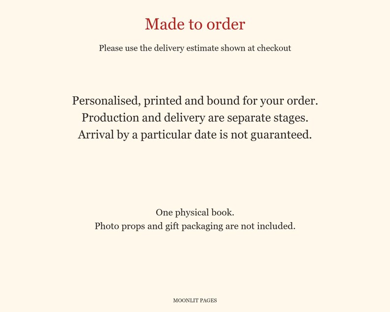 Made to order: each personalised Santa book is printed and bound for your order; one physical book, props and gift packaging not included.