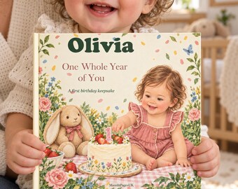 Personalised First Birthday Book, Custom Baby Name Story, One Year Old Keepsake Gift