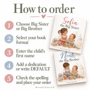 Personalised Big Sister Book or Big Brother Book, Promoted to Big Sister Gift, New Baby Sibling Gift, Custom Name Keepsake bild 5