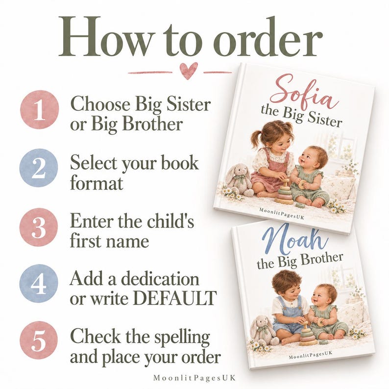 Personalised Big Sister Book or Big Brother Book, Promoted to Big Sister Gift, New Baby Sibling Gift, Custom Name Keepsake bild 5