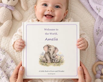Libro de recuerdos personalizado para bebé, recuerdo de bienvenida al mundo, regalo personalizado para recién nacido, regalo para baby shower.