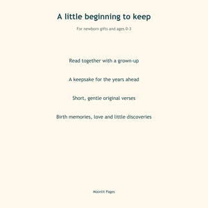 A little beginning to keep: a short, gentle original story to read together, a keepsake for newborns and ages 0 to 3