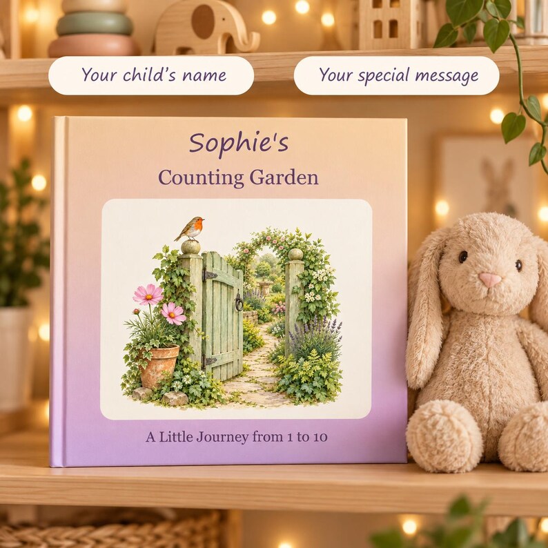 Personalised toddler counting book with the child's name and a special message – custom name first birthday keepsake