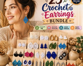 25 Boho Lace Crochet Earrings Patterns Bundle (Instant PDF Download)
