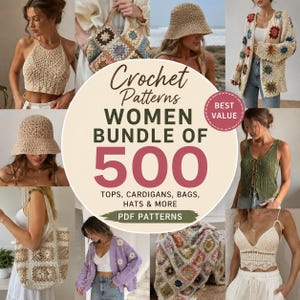 500+ Crochet Women Patterns Bundle – Tops, Shawls, Bags, Hats (PDF Download)