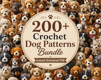 200+ Häkelanleitungen für Hunde, Amigurumi Rasse häkeln (Instant Download PDF)