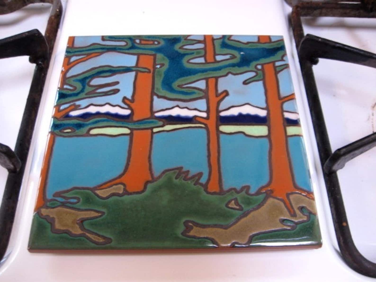 Ceramic Tile Hot Plate Wall Decor Installationhand Etsy