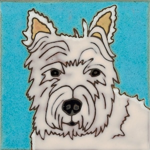 Ceramic Tile Dog West Highland Terrier Hand Painted PacificBlueTile.com