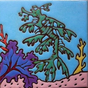 Azulejo cerámico Leafy Sea Dragon pintado a mano arte original